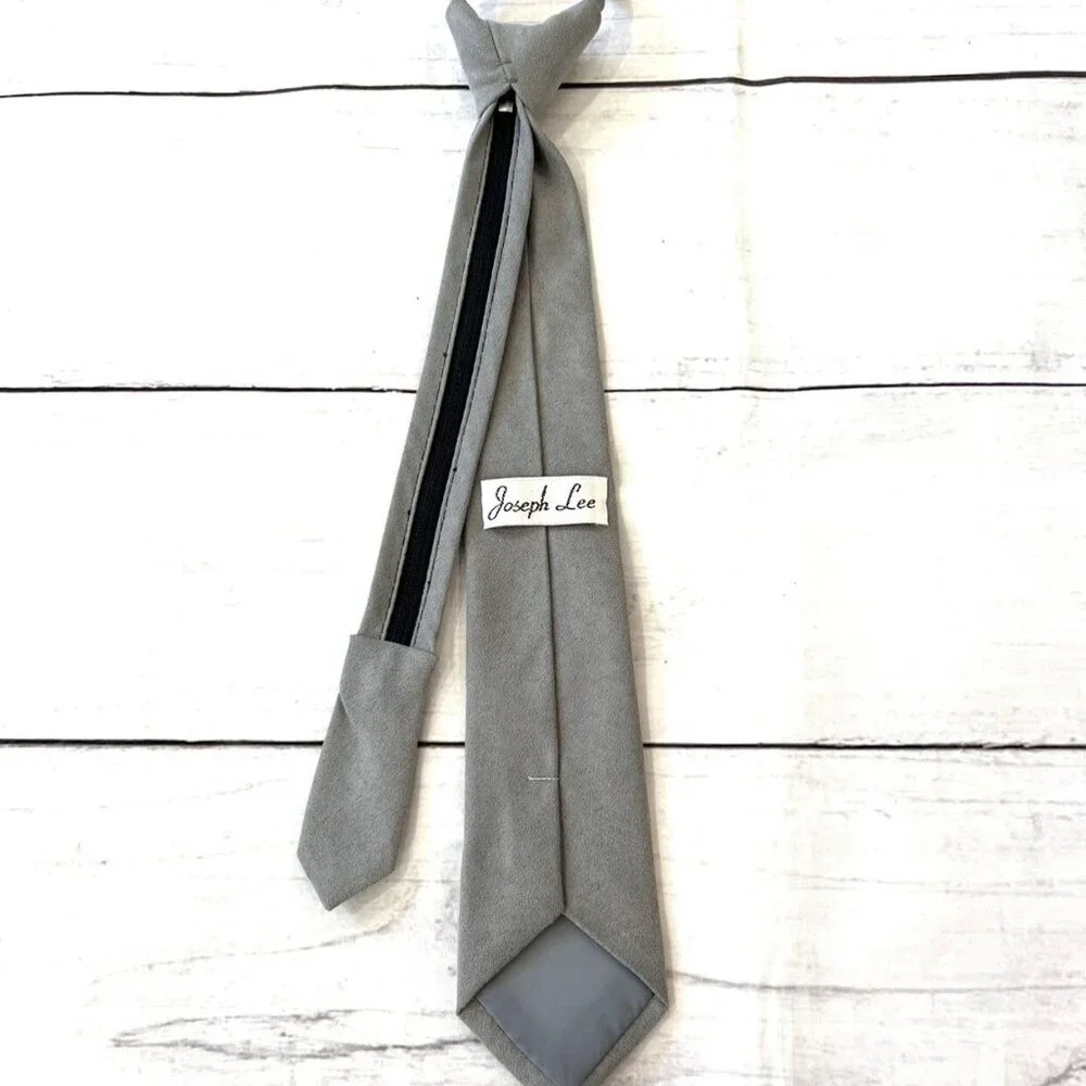 🆕NWT Joseph Lee Kids Suede Gray Zipper Tie
